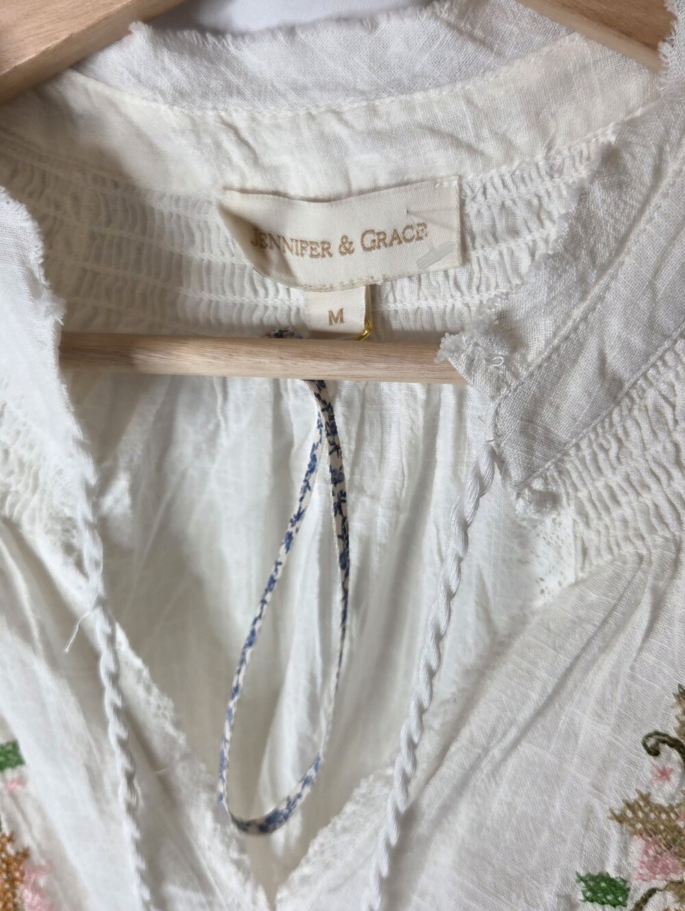 Jennifer And Grace White Embroidered Peasant Blouse - Picture 2 of 9